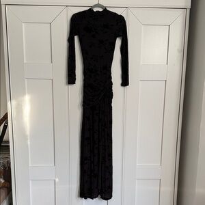 Lulu's Black Long-Sleeve Floral Burnout Maxi Dress